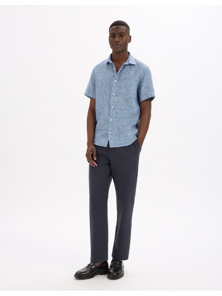 Celio Modrá pánská lněná košile Celio Damralin