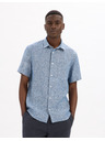 Celio Modrá pánská lněná košile Celio Damralin