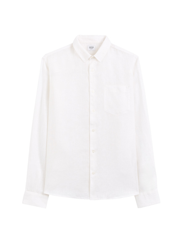 Celio Bílá pánská lněná košile Celio Daflix