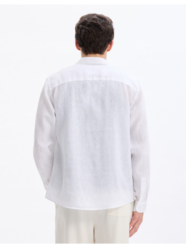 Celio Bílá pánská lněná košile Celio Daflix