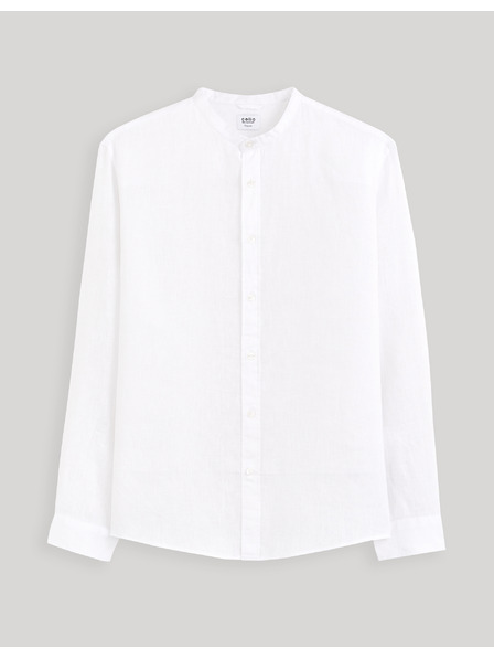 Celio Bílá pánská lněná košile Celio Damaolin
