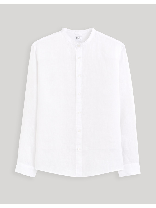 Celio Bílá pánská lněná košile Celio Damaolin