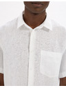 Celio Bílá pánská lněná košile Celio Damarlin