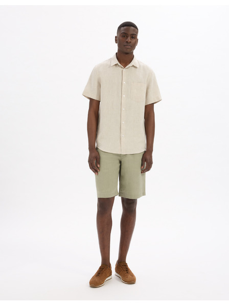 Celio Krémová pánská lněná košile Celio Damarlin