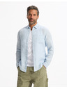 Celio Světle modrá pánská lněná košile Celio Daflix