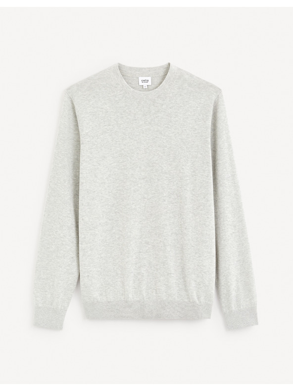 Celio Světle šedý pánský basic svetr Celio Decoton