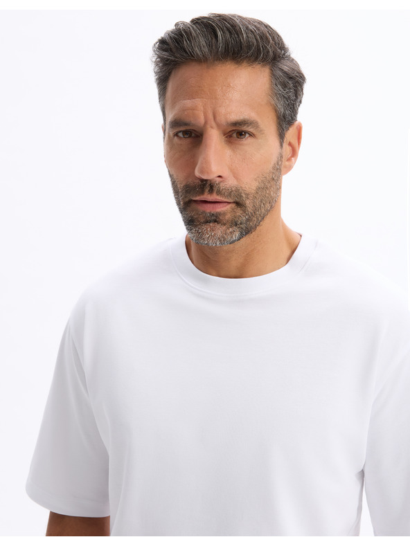 Celio Bílé pánské tričko Celio Gehem