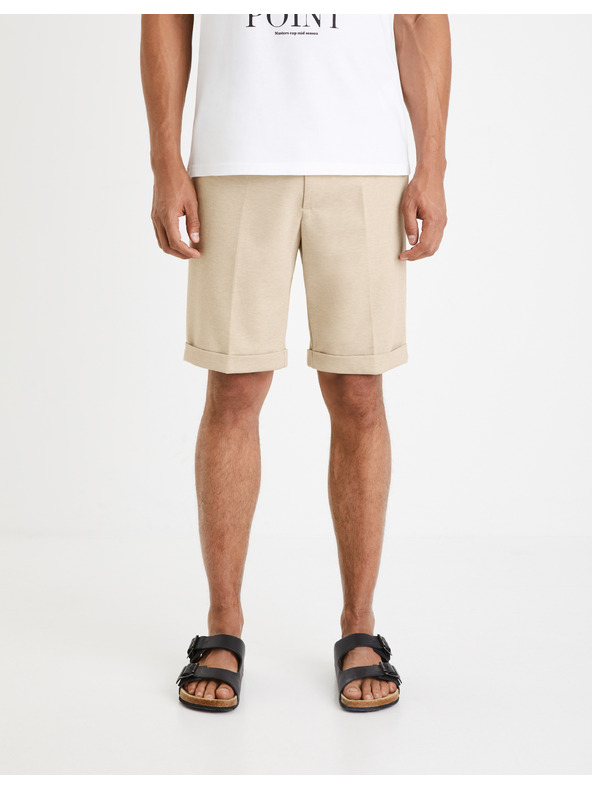 Celio Béžové pánské kraťasy Celio Doevanbm