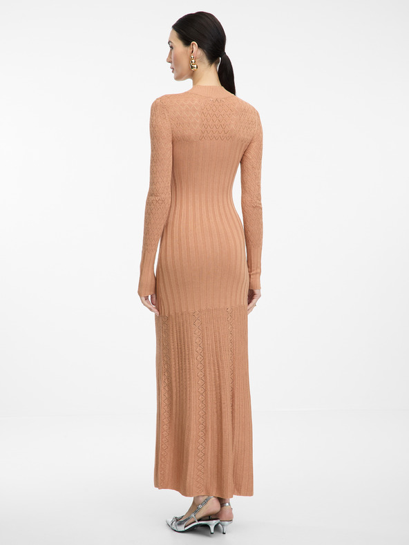 Orsay Světle hnědé dámské maxi šaty ORSAY