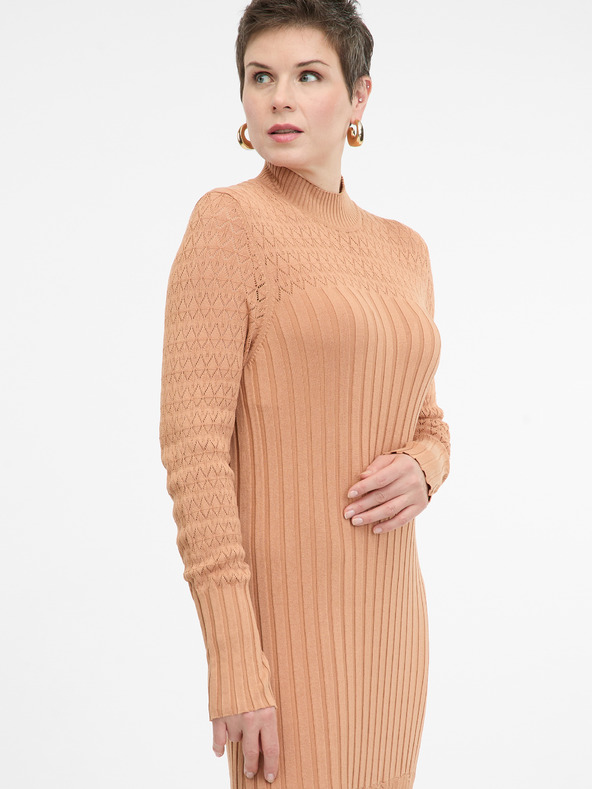 Orsay Světle hnědé dámské maxi šaty ORSAY