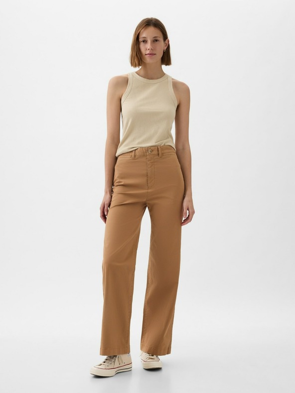 GAP Khaki kalhoty High Stride wide-leg ankle GAP