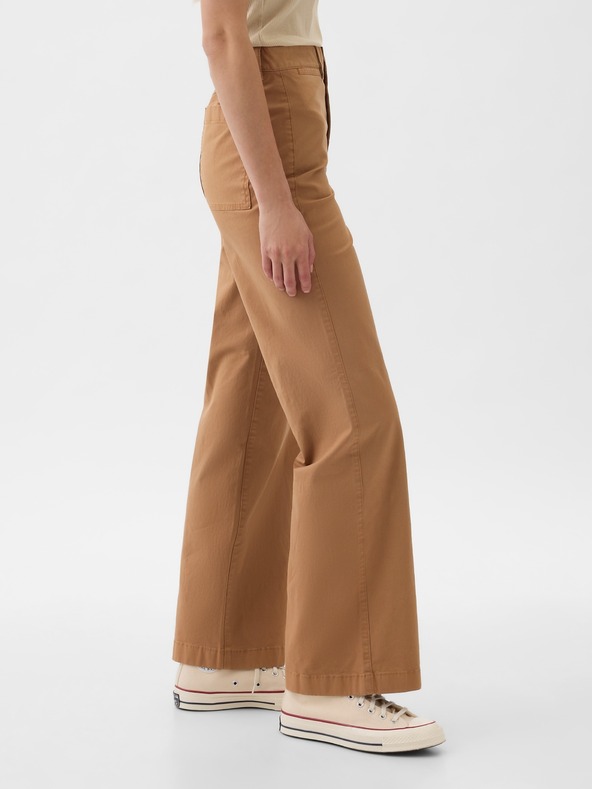 GAP Khaki kalhoty High Stride wide-leg ankle GAP