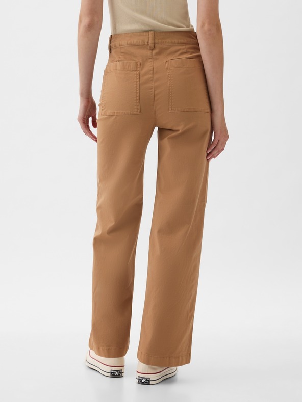 GAP Khaki kalhoty High Stride wide-leg ankle GAP