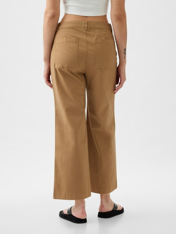 GAP Khaki kalhoty High Stride wide-leg ankle GAP