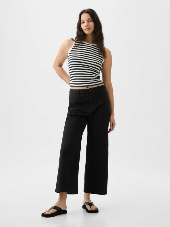 GAP Khaki kalhoty High Stride wide-leg ankle GAP