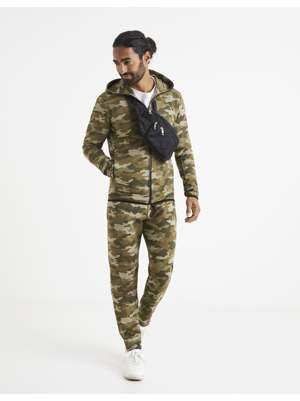 Celio Khaki vzorované tepláky Celio Vojogyoke