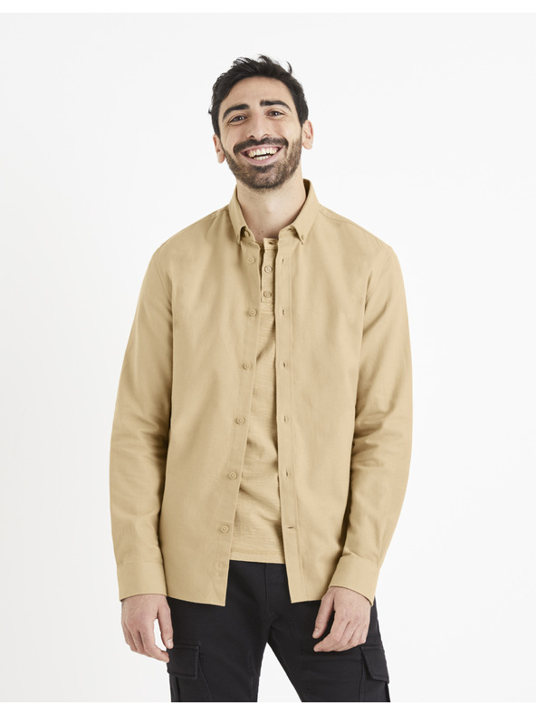 Celio Béžová košile Celio Vafla