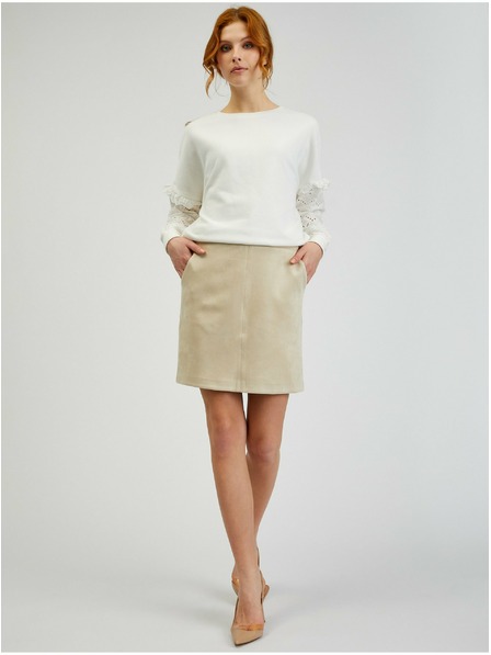 Orsay Béžová dámská sukně v semišové úpravě ORSAY