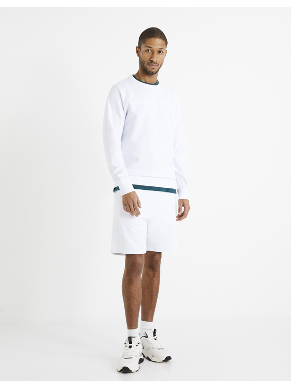 Celio Bílé pánské teplákové kraťasy Celio Doreverse