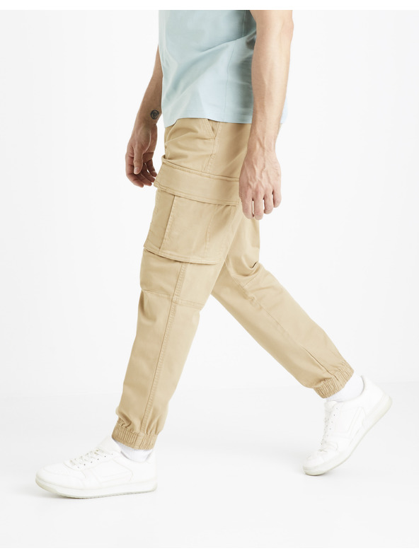 Celio Béžové pánské cargo kalhoty Celio Docar