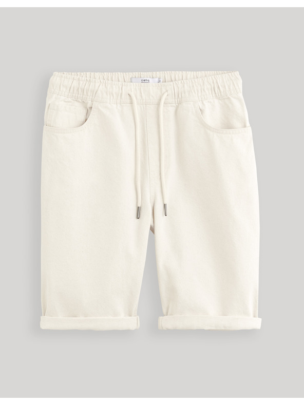 Celio Krémové pánské džínové kraťasy Celio Dojogdenbm