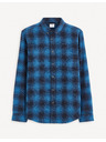Celio Modrá pánská kostkovaná košile Celio Fabuche