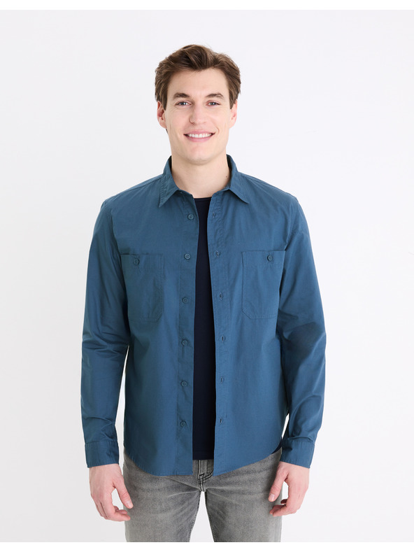 Celio Tmavě modrá pánská košile Celio Gagusti2