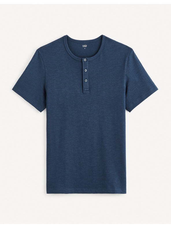 Celio Tmavě modré pánské basic tričko Celio Genperle