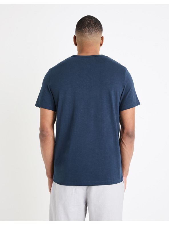Celio Tmavě modré pánské basic tričko Celio Genperle