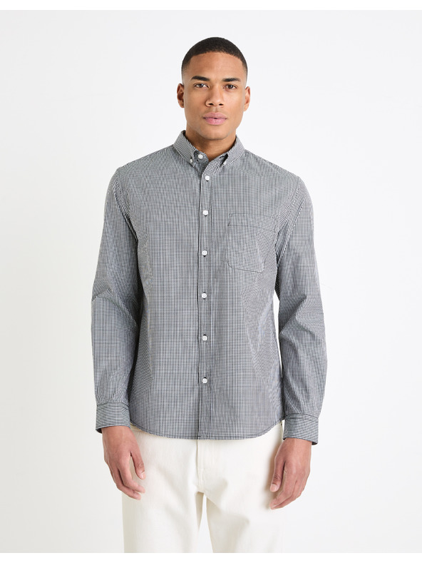 Celio Černá pánská vzorovaná košile Celio Gaopur