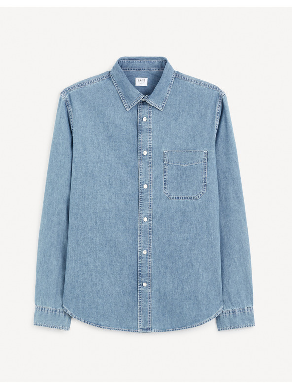 Celio Modrá pánská džínová košile Celio Gagusti1