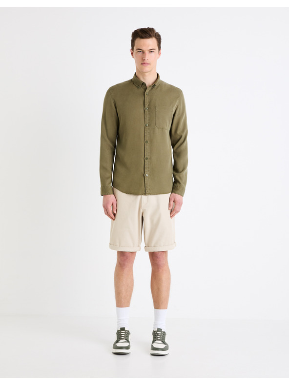Celio Khaki pánská košile Celio Gacocel