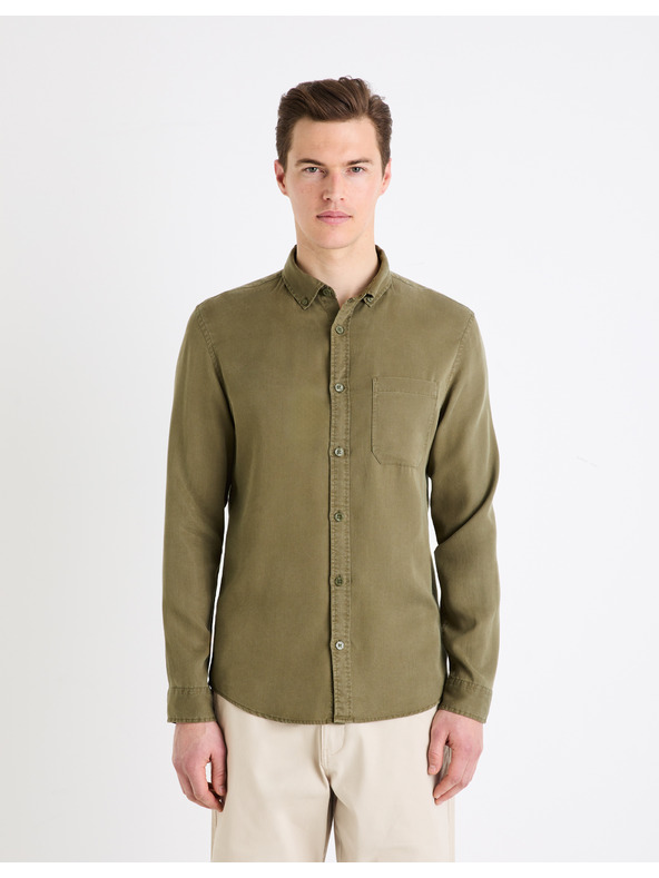 Celio Khaki pánská košile Celio Gacocel