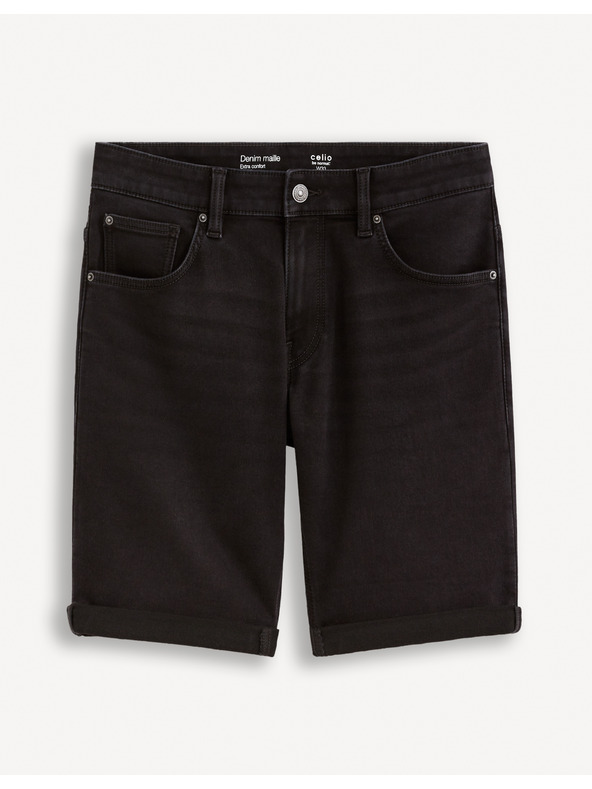 Celio Černé pánské džínové kraťasy Celio Boknitbm