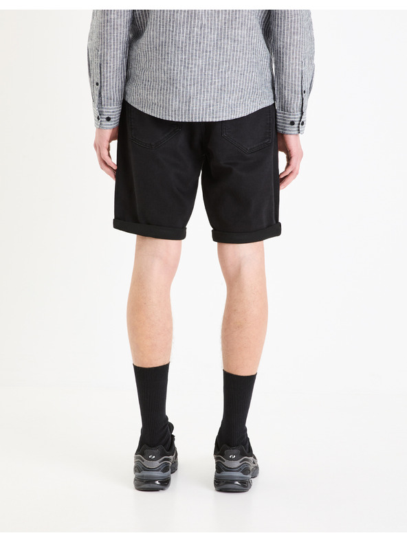 Celio Černé pánské džínové kraťasy Celio Boknitbm