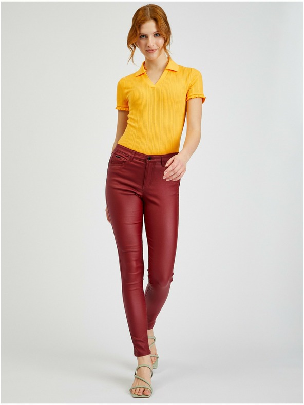 Orsay Vínové dámské skinny fit kalhoty ORSAY