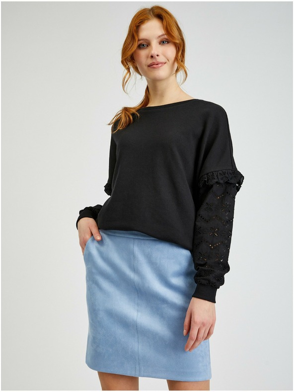 Orsay Světle modrá dámská sukně v semišové úpravě ORSAY