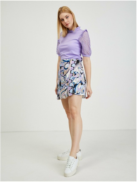 Orsay Modro-fialová dámská vzorovaná zavinovací sukně/kraťasy ORSAY