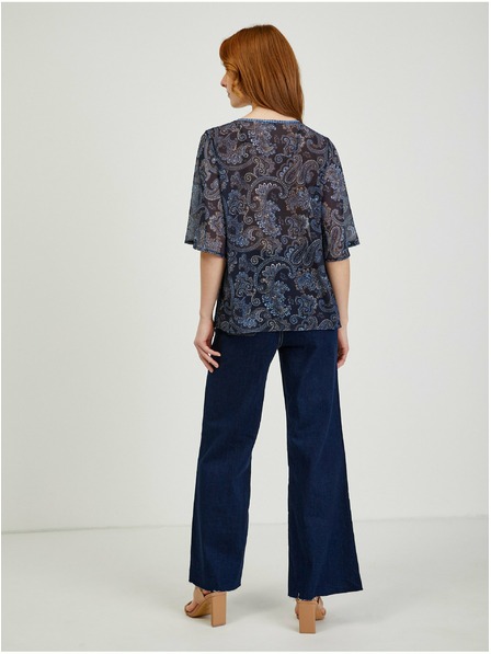 Orsay Tmavě modrá dámská vzorovaná halenka ORSAY