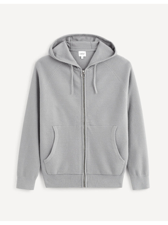 Celio Šedá pánská mikina s kapucí Celio