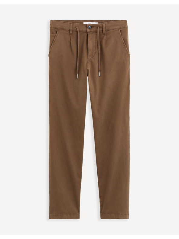 Celio Hnědé pánské kalhoty Celio Cochicrop
