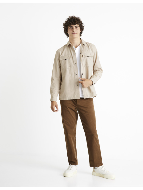 Celio Hnědé pánské kalhoty Celio Cochicrop