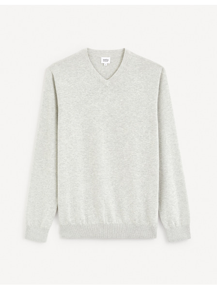 Celio Světle šedý pánský basic svetr Celio Decoton