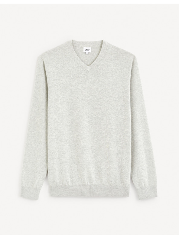 Celio Světle šedý pánský basic svetr Celio Decoton