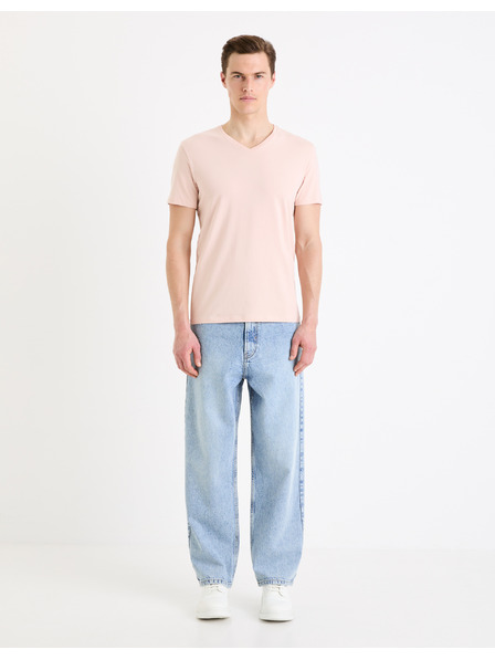 Celio Růžové pánské basic tričko Celio Neuniv