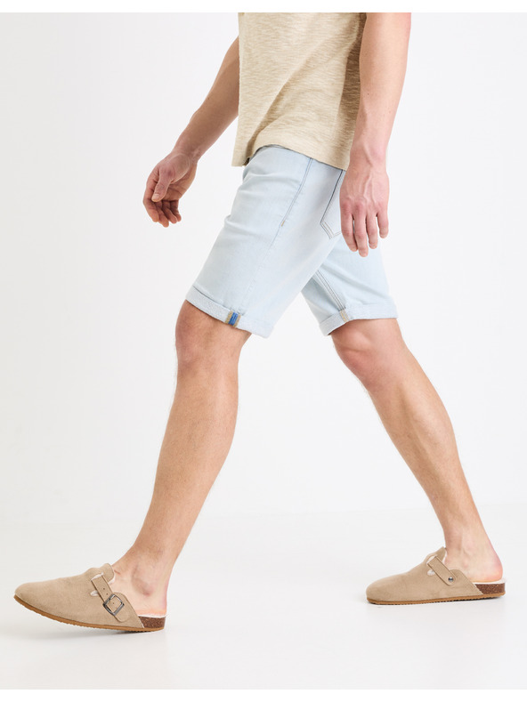 Celio Světle modré pánské džínové kraťasy Celio Boknitbm