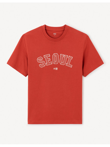 Celio Červené pánské tričko Celio Jeoverdu