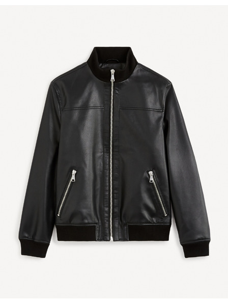 Celio Černá pánská koženková bunda Celio Gumati