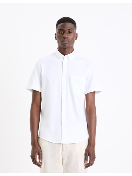Celio Bílá pánská košile s krátkým rukávem Celio Barik