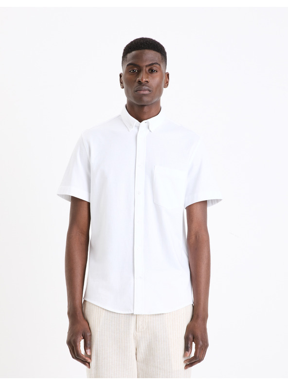 Celio Bílá pánská košile s krátkým rukávem Celio Barik